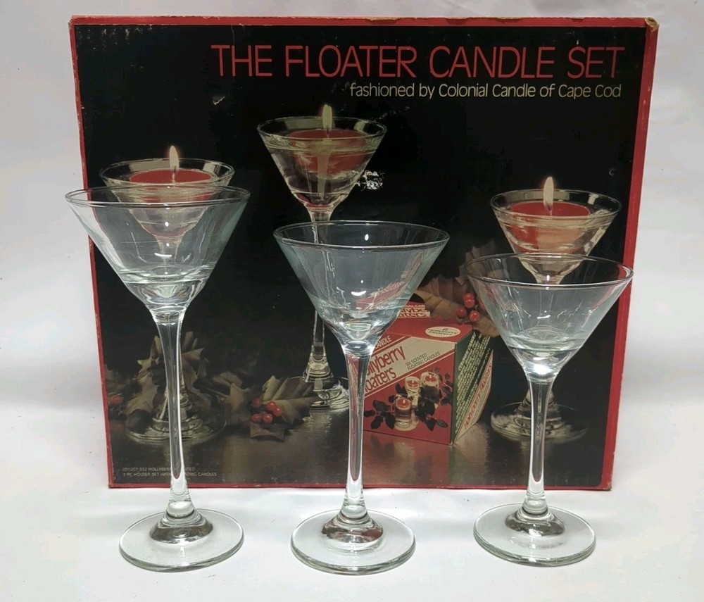Vintage Colonial Candle Cape Cod Glass Floating Candle Holders