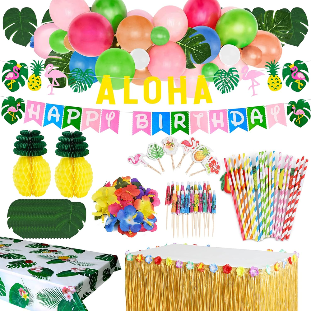 Tropical Luau Party Decoration Pack Hawaiian Beach Theme Party Flamingo Pineappl