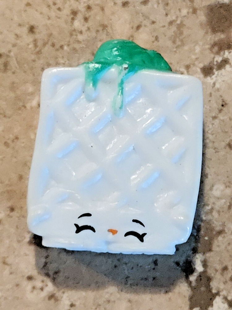 RARE Shopkins white waffle or wafer with green ice cream on top