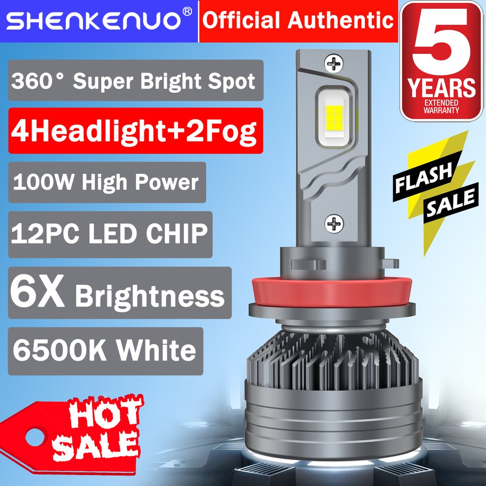 For Nissan Altima Sedan 2007-2019 Car LED Headlight 6 Bulbs H11 Kit Fog Light M9