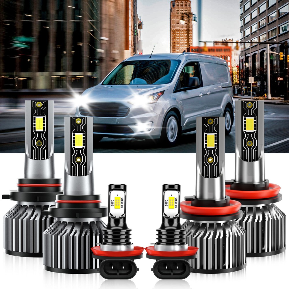 2023 Ford Transit-250 6x LED Headlight & Fog Light Bulbs High/Low Beam