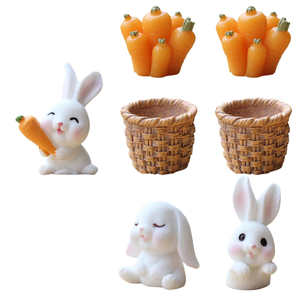 7PCS Emulation Rabbit Radish Models Goodie Bag Filler Rabbit Sculpture Statue