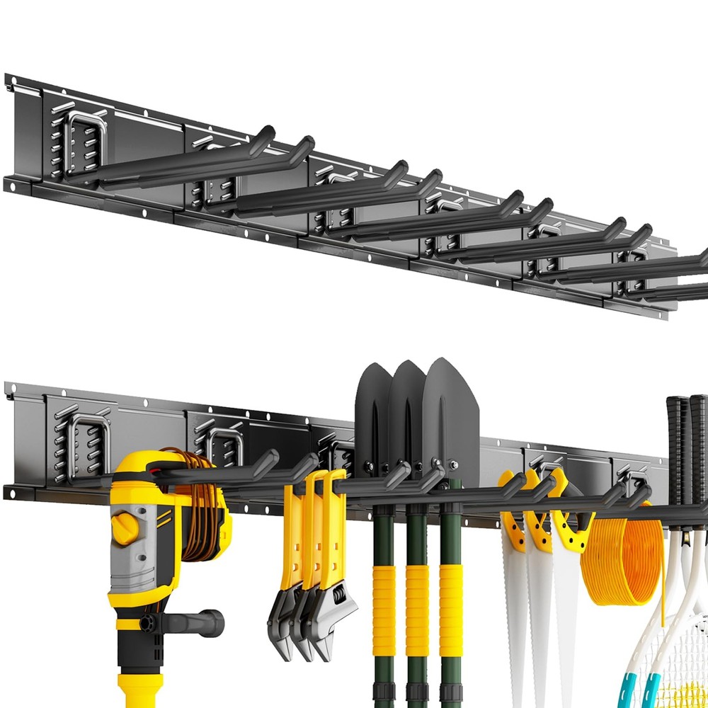 48in Heavy Duty Wall Mount Garage & Garden Tool Organizer Rack