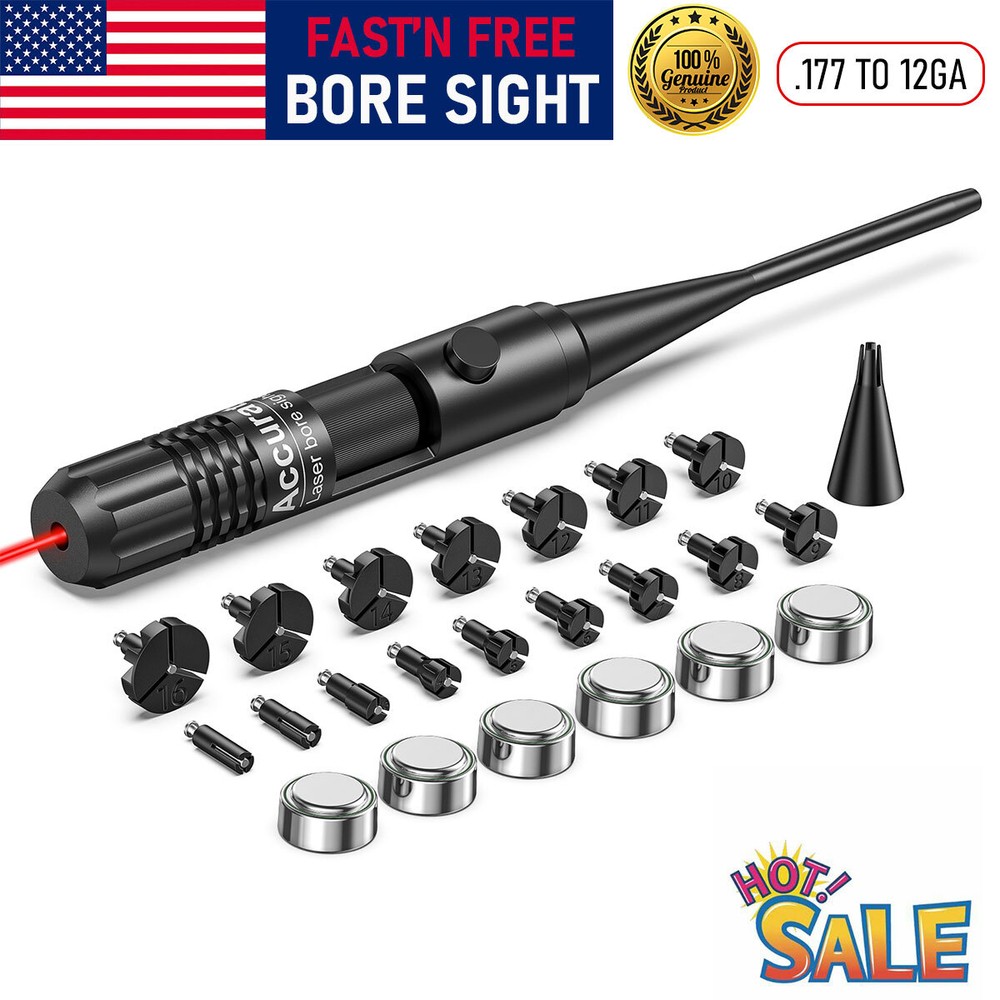 Compact Red Dot Laser Bore Sight for .177 to 12GA Handguns Rifles