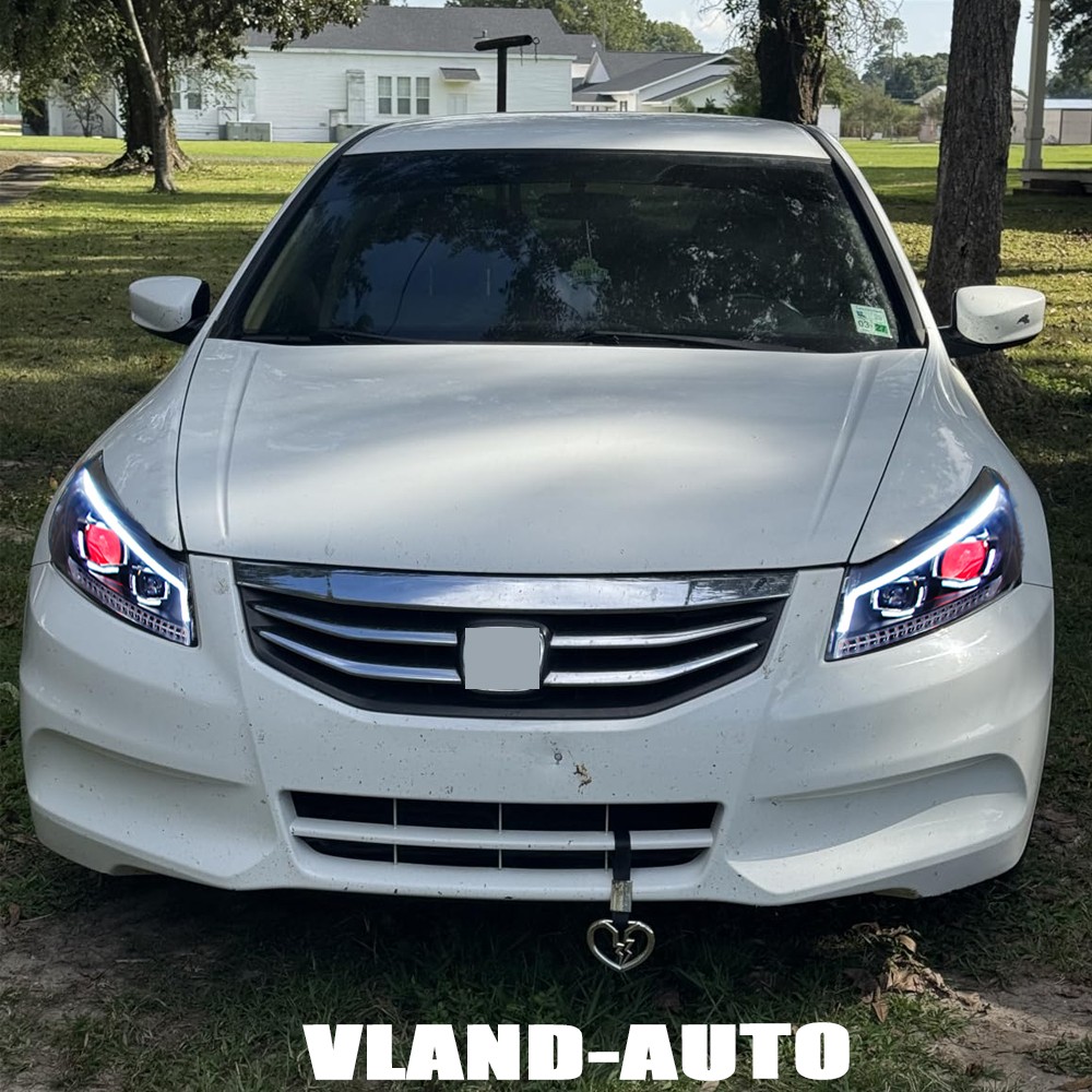 For 2008-2012 Honda Accord 4Dr Sedan LED Evil Eye Headlights w/Sequential Turn