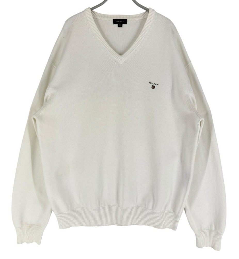 Gant Men V-Neck Jumper Pullover Sweater Size 2XL