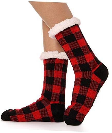 ANTSNAG Womens Slipper Socks Fuzzy Fluffy Cabin Cozy Winter Thick Warm Red