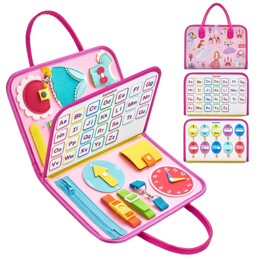 Busy Board Sensory Toy for Toddlers 1-4 Years Montessori Travel Activity