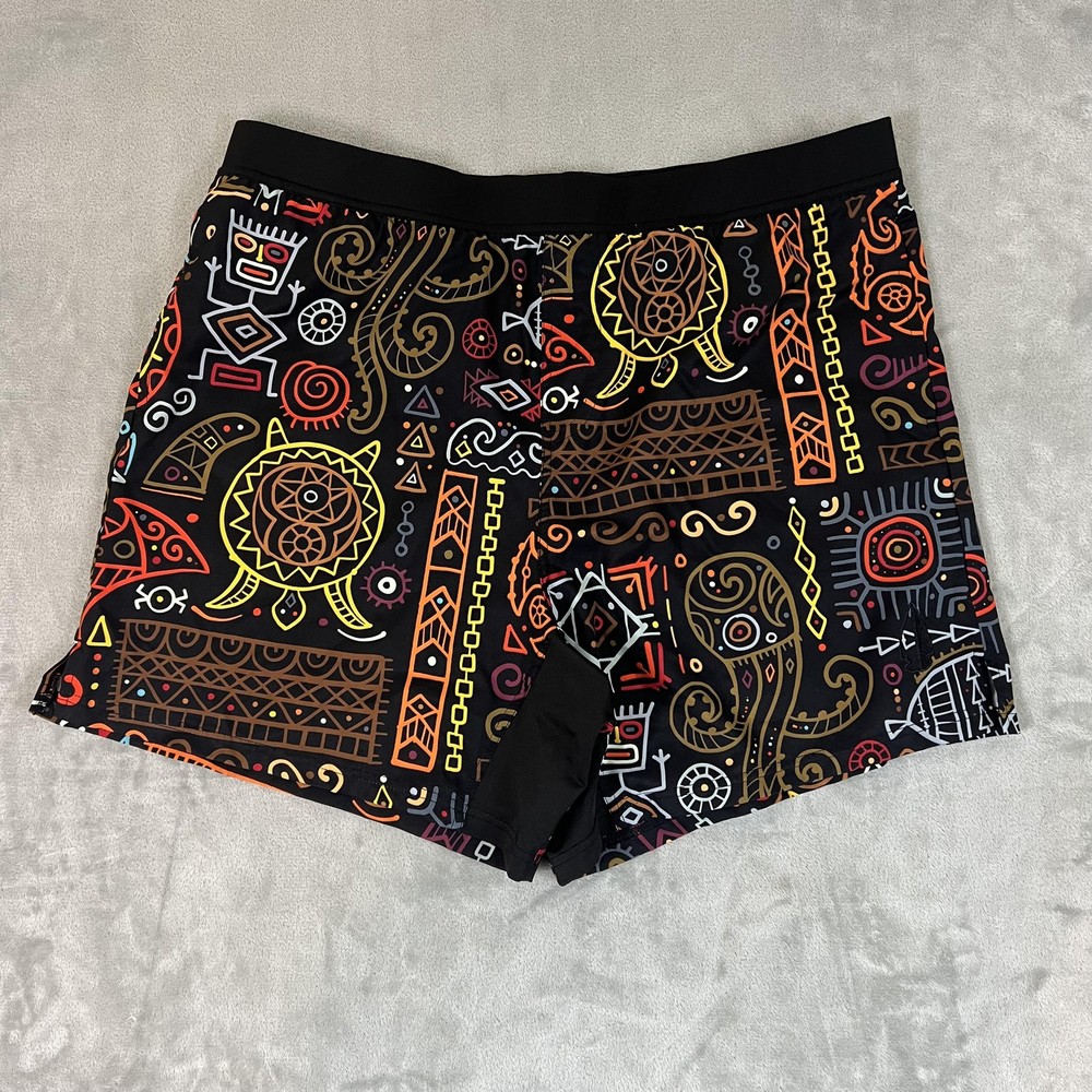 TACHUNTFISH Shorts Mens 3XL Black Multicolor Tribal Aztec Print Performance