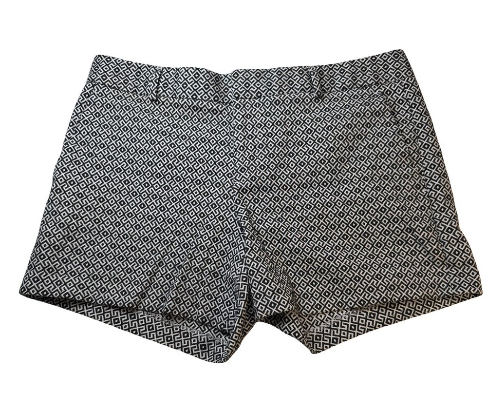 Banana Republic Womens Size 8 Black & White Geometric Print Hampton Shorts