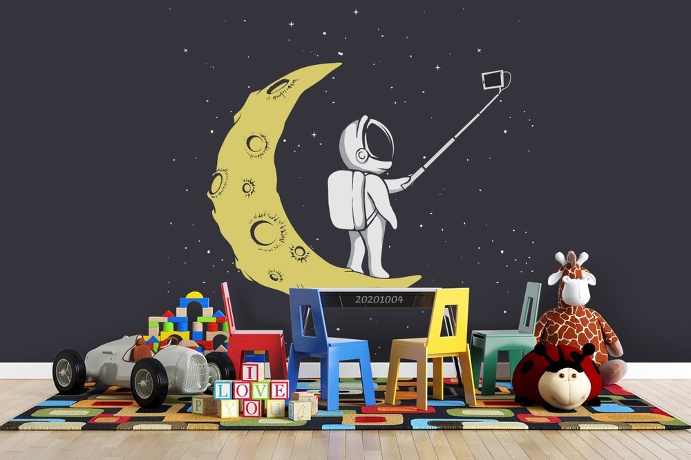 3D Space Moon Astronaut Illustration Wall Murals Wallpaper Murals Wall Sticker
