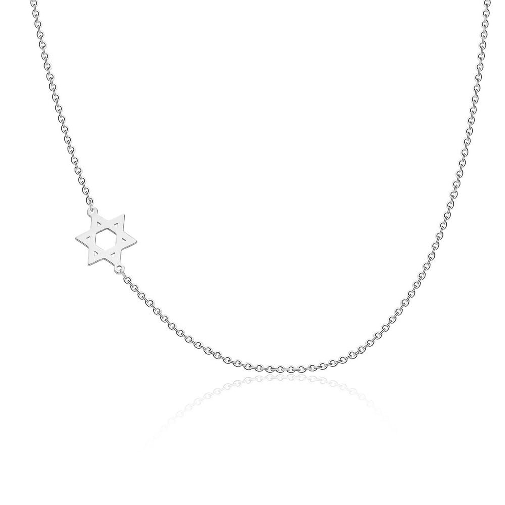 Star of David Necklace Stud Earrings Jewish Jewelry Set for Women