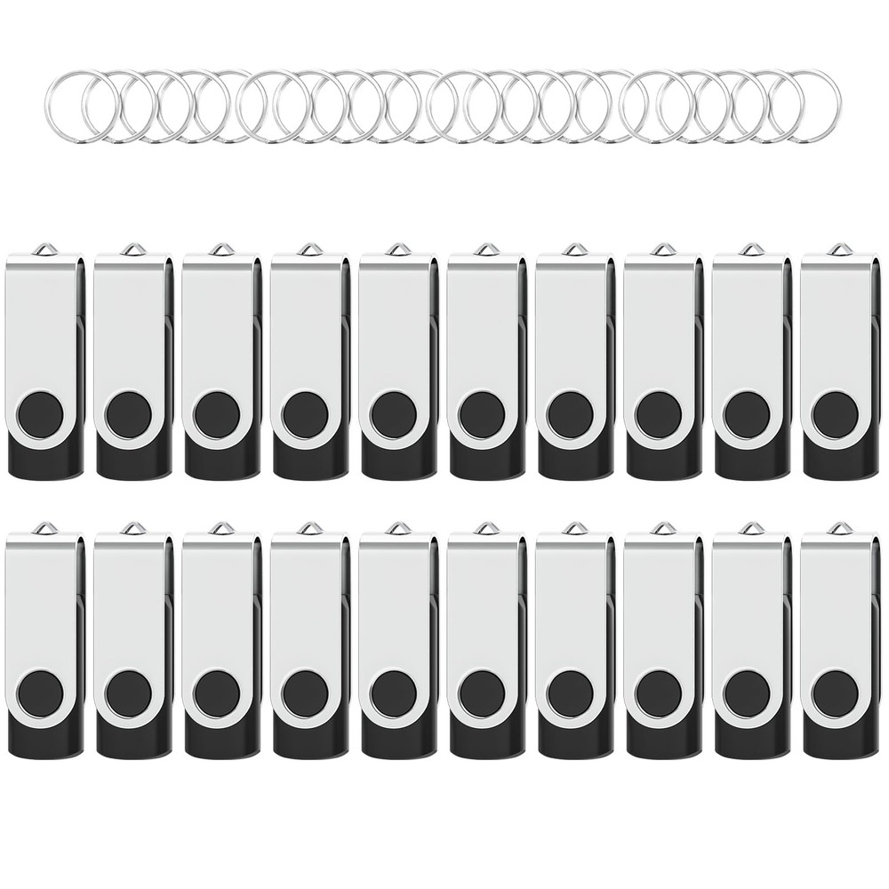 USB Flash Drives 1GB 20 Pack, USB 2.0 Thumb Drives with Keychains Memory Stic...