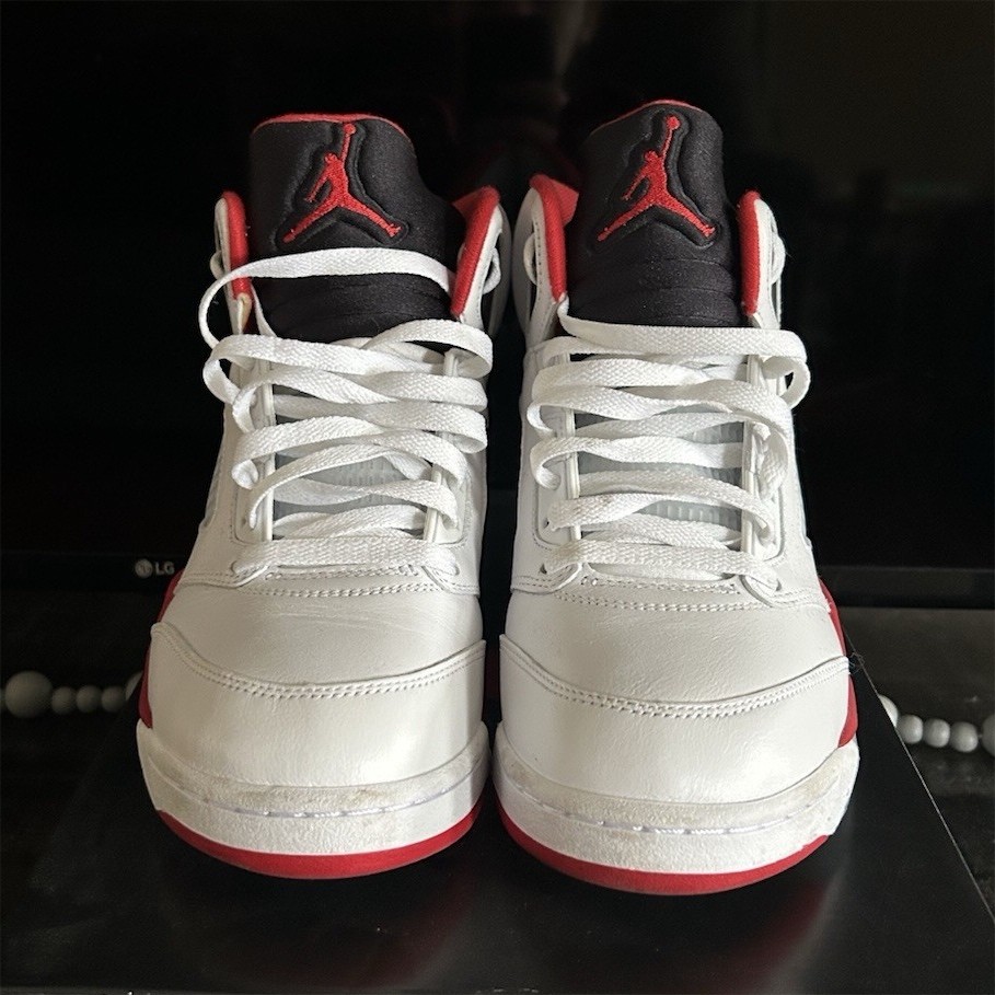 Jordan Air Jordan 5 Retro Fire Red Leather Men's Sneakers White/Red/Black