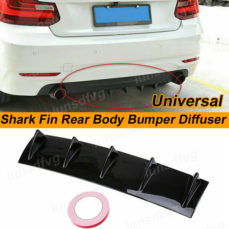 Carbon Fiber Look Car Auto Shark Fin Rear Bumper Lip Roof Spoiler Wing Universal
