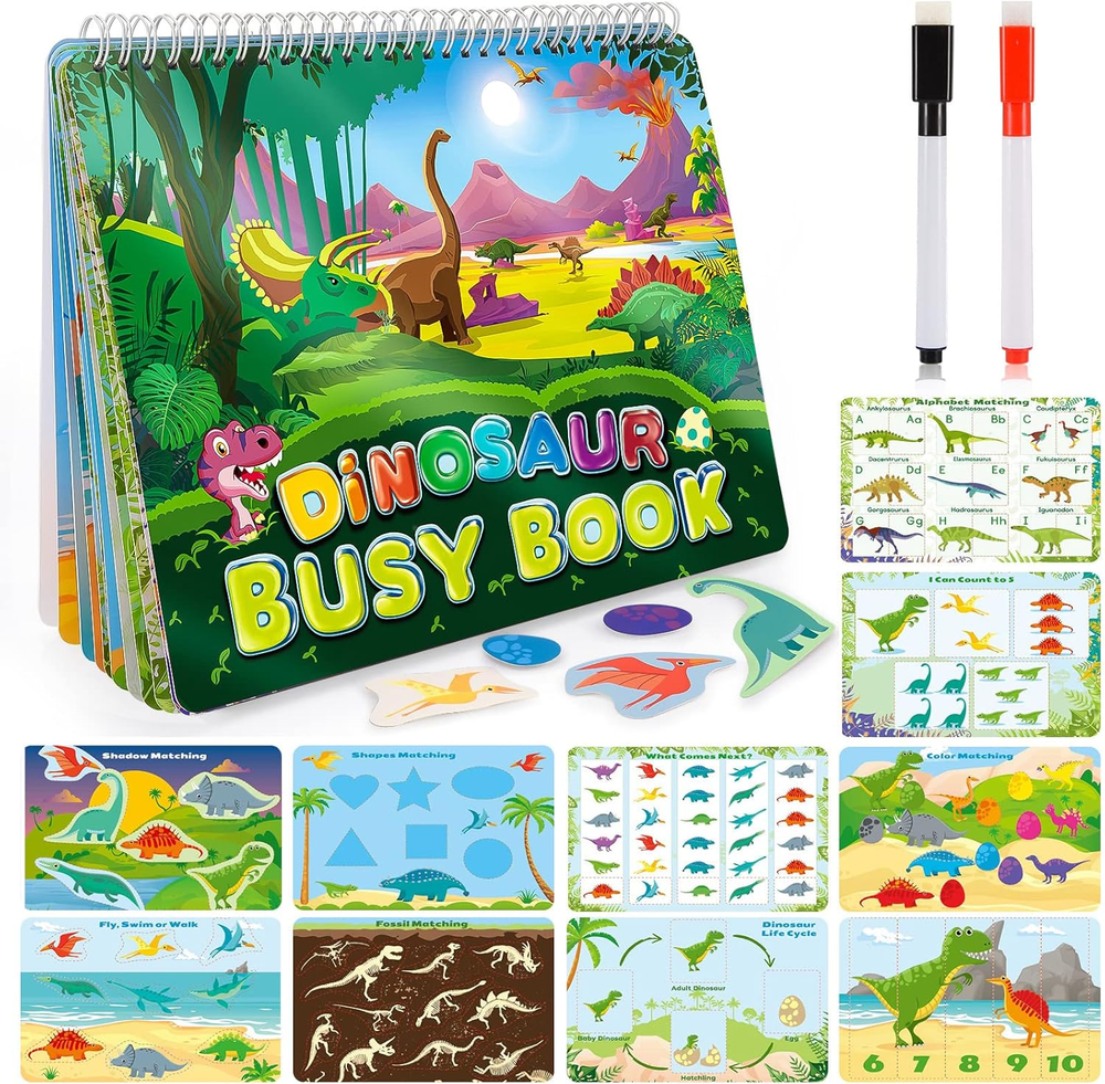 Dinosaur Toys for Kids 3-5, My Preschool Busy Book Montessori Toys for 3 4 5 ...