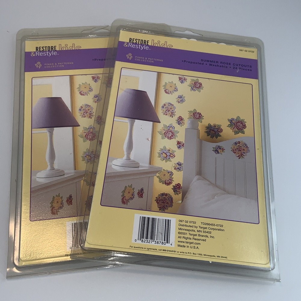 Summer Rose Cutouts Prepasted Restore & Restyle Wall Decor NOS 2001