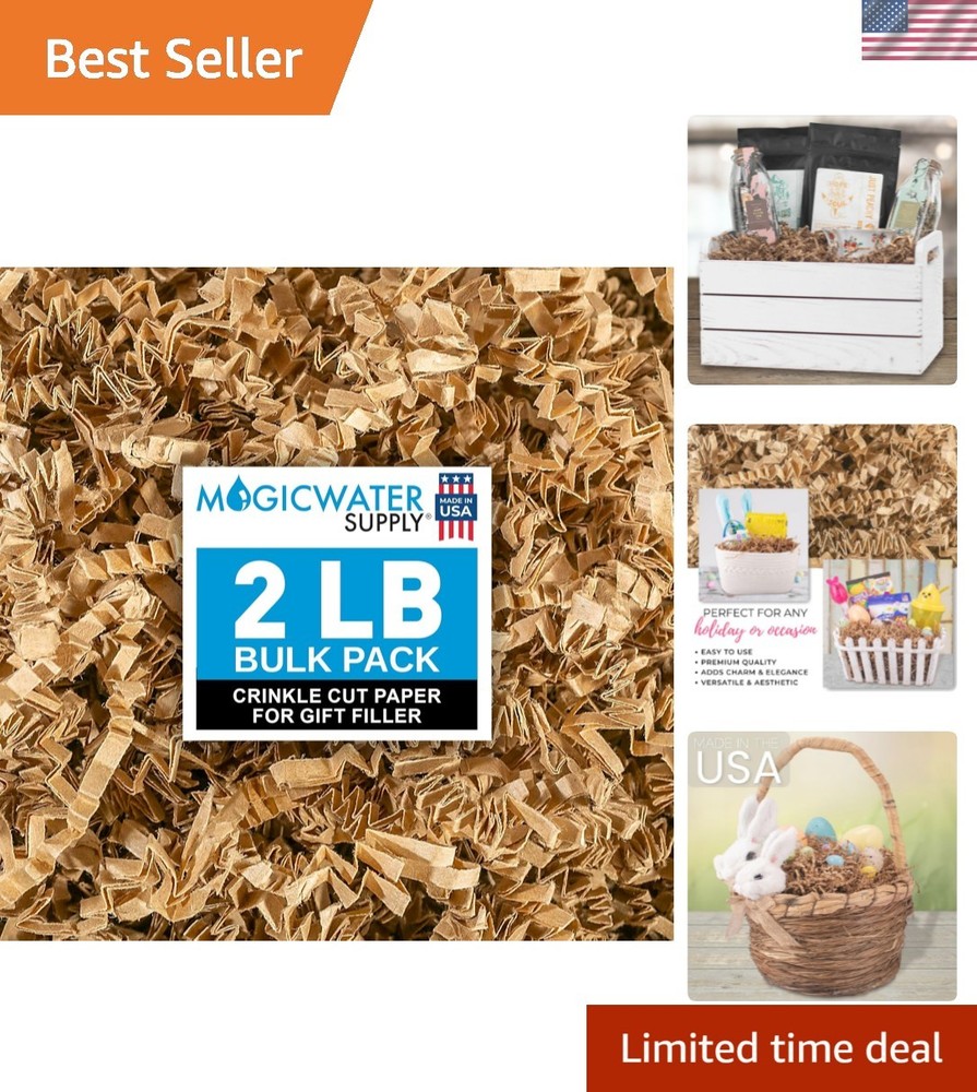 Versatile 2LB Kraft Crinkle Cut Paper for Elegant Gift Presentation & Baskets