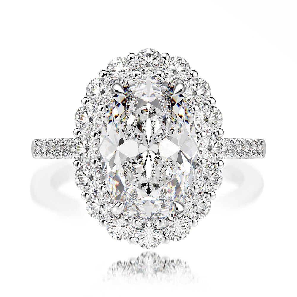 4.5ct 8x12mm Moissanite Diamond 925 Silver Engagement Ring for Women