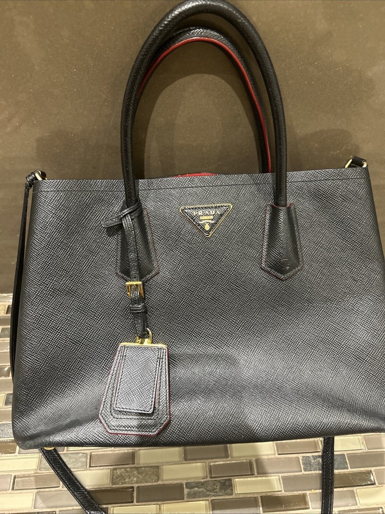 Prada Saffiano Leather Double Zip Crossbody Bag