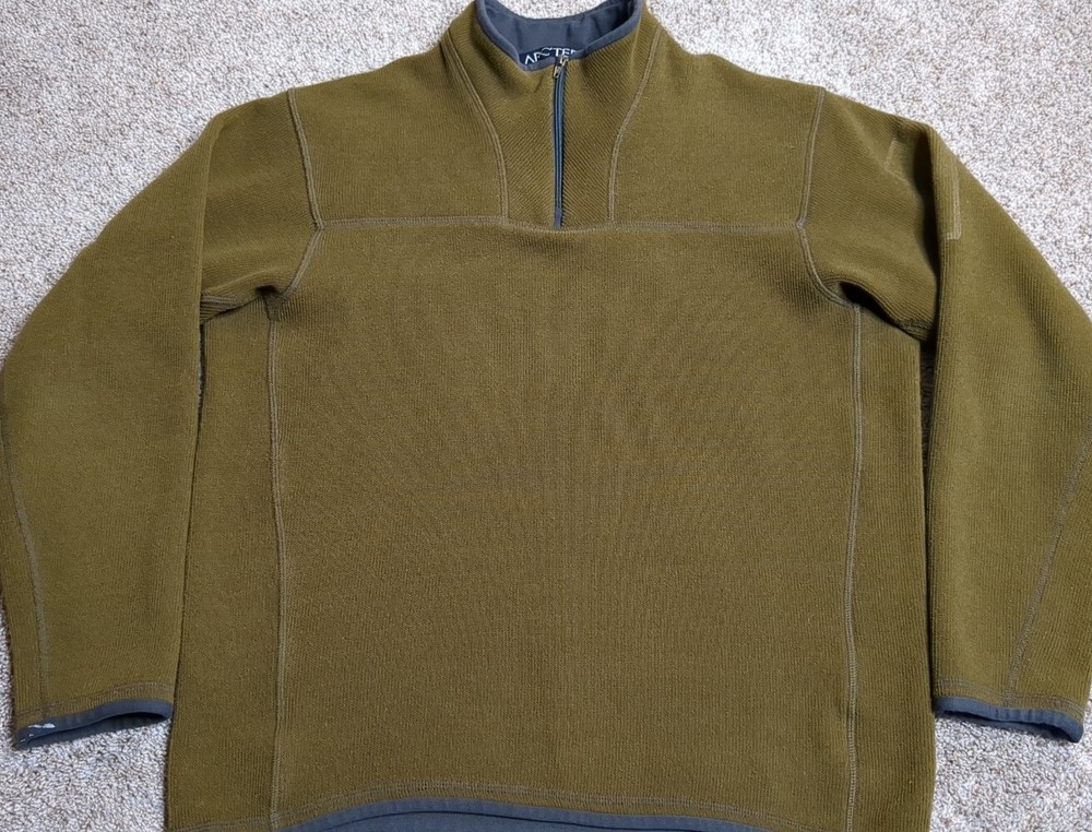 Vintage Arc'teryx 1/4 Zip Polartec Fleece Pullover Jacket Sweater Green Large