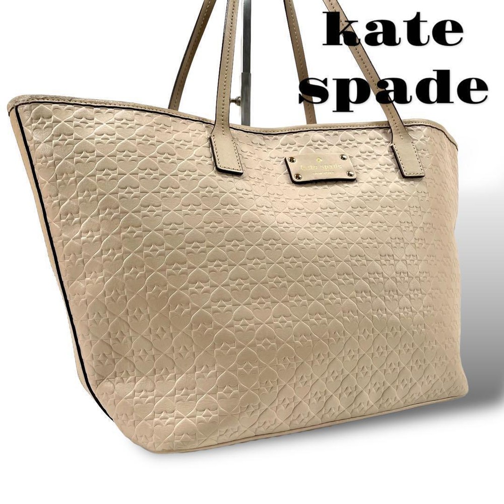 Kate Spade Leather Tote Bag for Women with Shoulder Strap A4 PC Storage Embossed Design