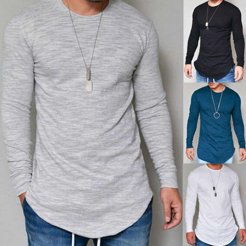 Men Slim Fit Long Sleeve Casual Muscle Tee O Neck T-Shirt