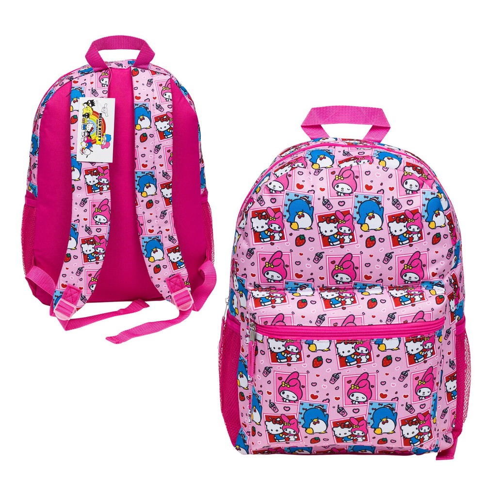 Large Backpack - Hello Kitty - Friends My Melody Sticker Allover Print 16