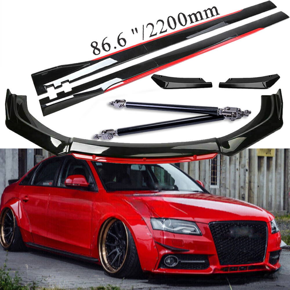 For Audi A4 S4 B8 B9 Front Bumper Lip Spoiler Splitter Side Skirt Body