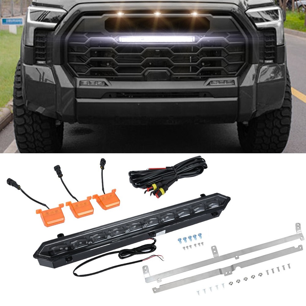 Front Grille Light LED Bar 3 Amber Lamps For Tundra for TRD Pro 2022-2024