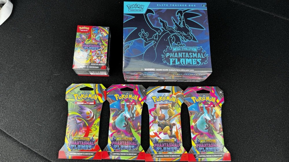 Pokémon TCG Phantasmal Flames Bundle Etb,Booster Bundle & 4 Piece Sleeve Art Set