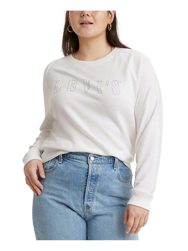 LEVI'S Womens White Printed Sweatshirt Plus Size: 3X
