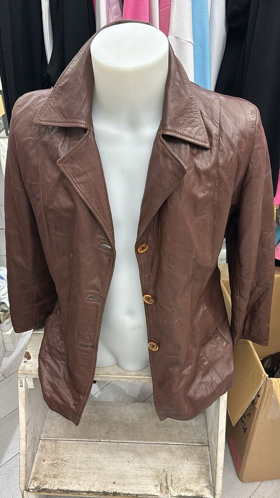 Vintage Brown Gasci Leather Jacket for Women Size M LLD250