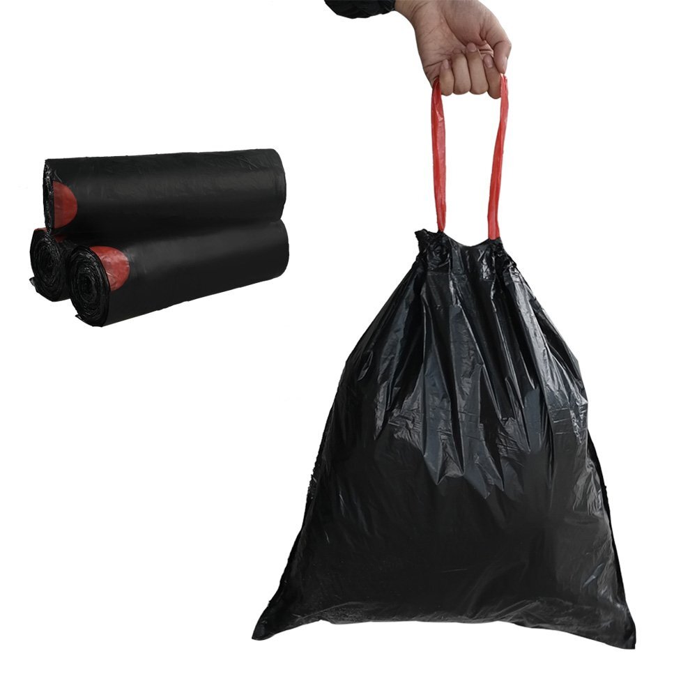 5 Gallon Drawstring Trash Bags, Black (115 Counts/3 Rolls)