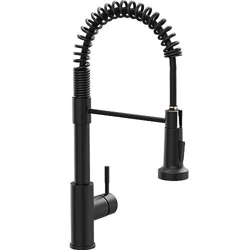 Black Kitchen Faucet with Pull Down Sprayer Single Hole Matte Black Classic