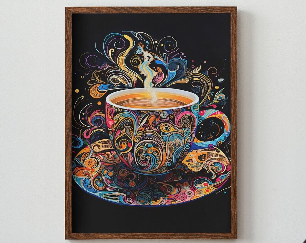 Colorful Coffee Cup Poster Brighten Up Your Kitchen With Eyecatching Wall Art