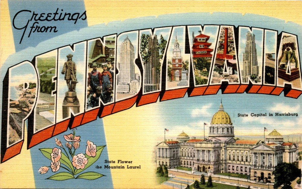 Harrisburg, Keystone State, 1940 Population, 45,126 Sq. Miles, Postcard