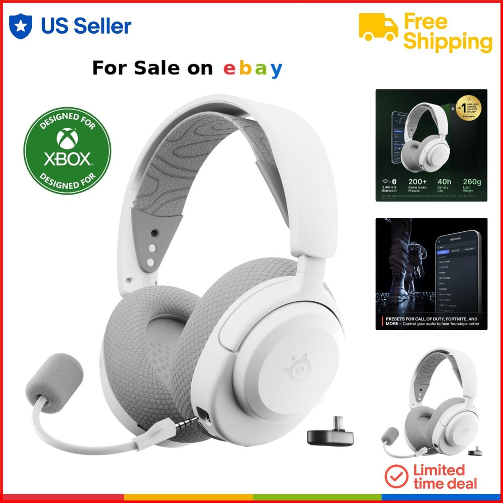 Wireless Gaming Headset Neodymium Drivers 40HR Battery Multi-Platform