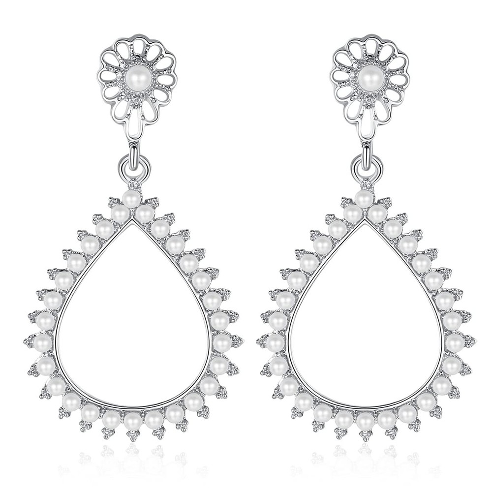 Mecresh Elegant Teardrop Bridal Wedding Dangle CZ Earrings in Silver and Gold Tones