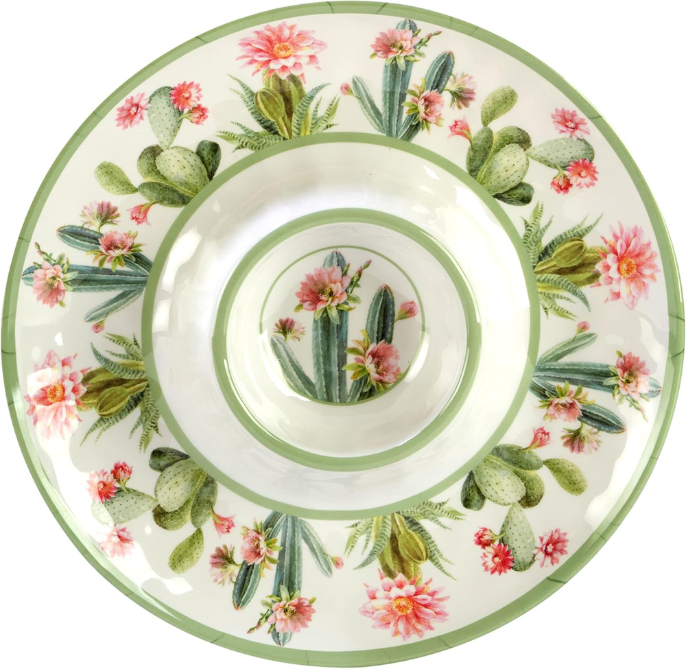 Desert Beauty 14.5-Inch Melamine Chip and Dip Serving Tray  
