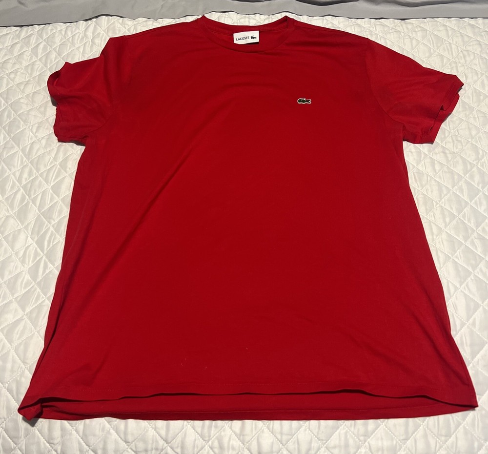 Lacoste Men's XXL Red Pima Cotton Logo Short Sleeve Tee