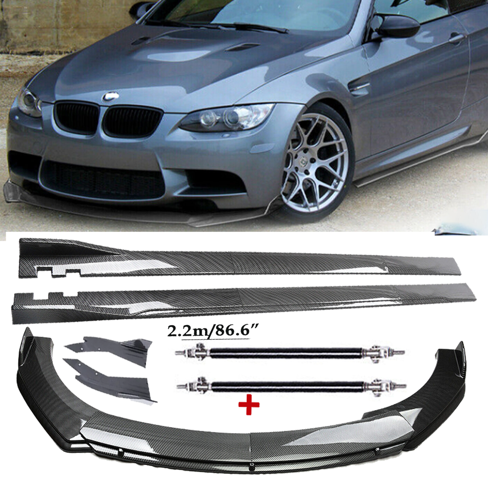 Carbon Fiber Front Bumper Lip & Side Skirt Kit for BMW E90 E92 E93 86.6in