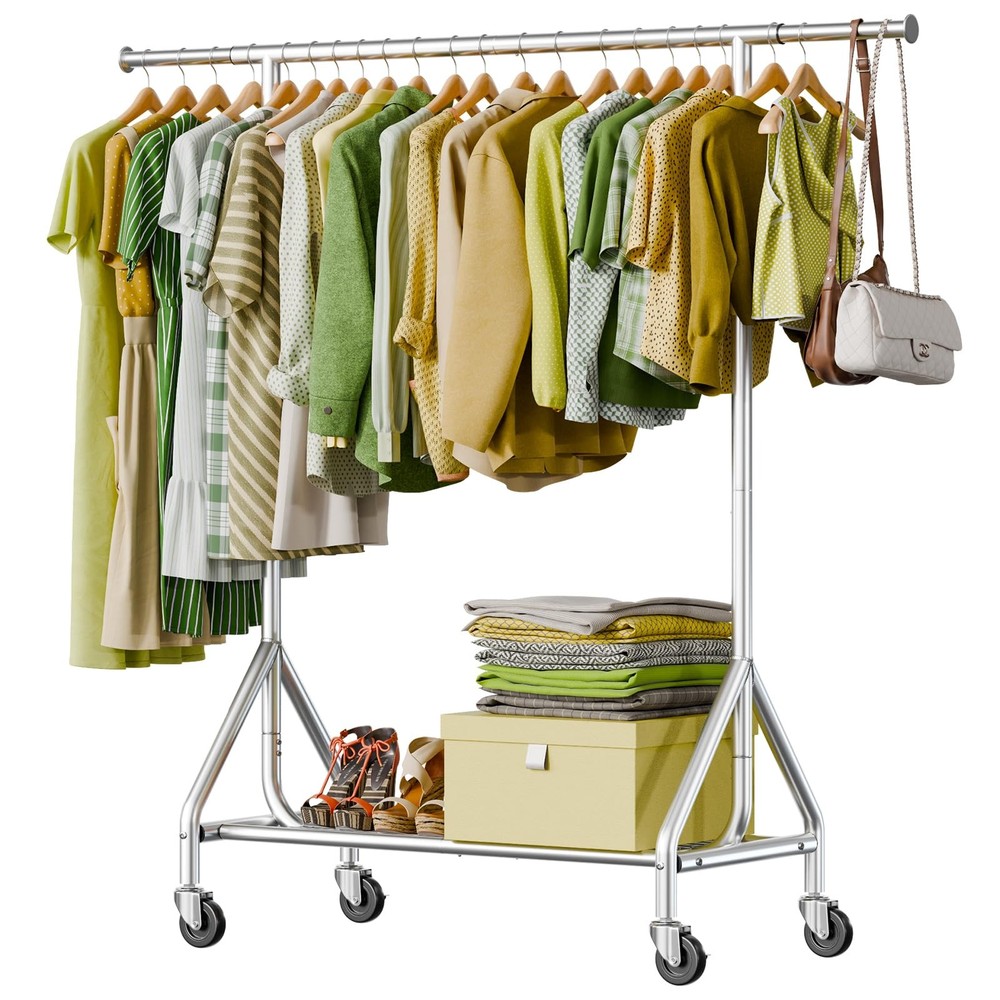 Heavy Duty 450 LBS Rolling Garment Rack Metal Clothes Hanger Stand