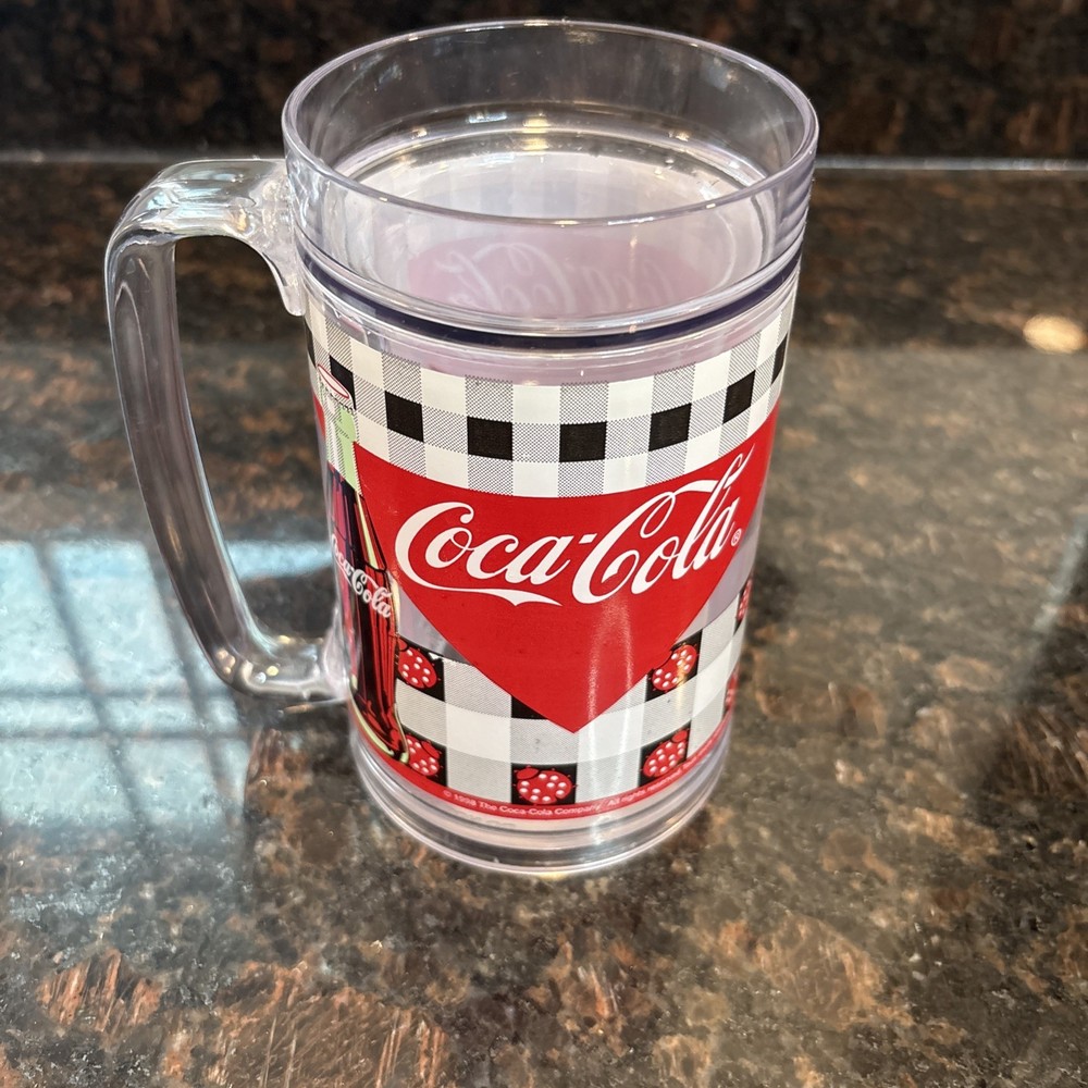 Vintage 1998 Coca-Cola Ladybug Motif Plastic Picnic Mug USA