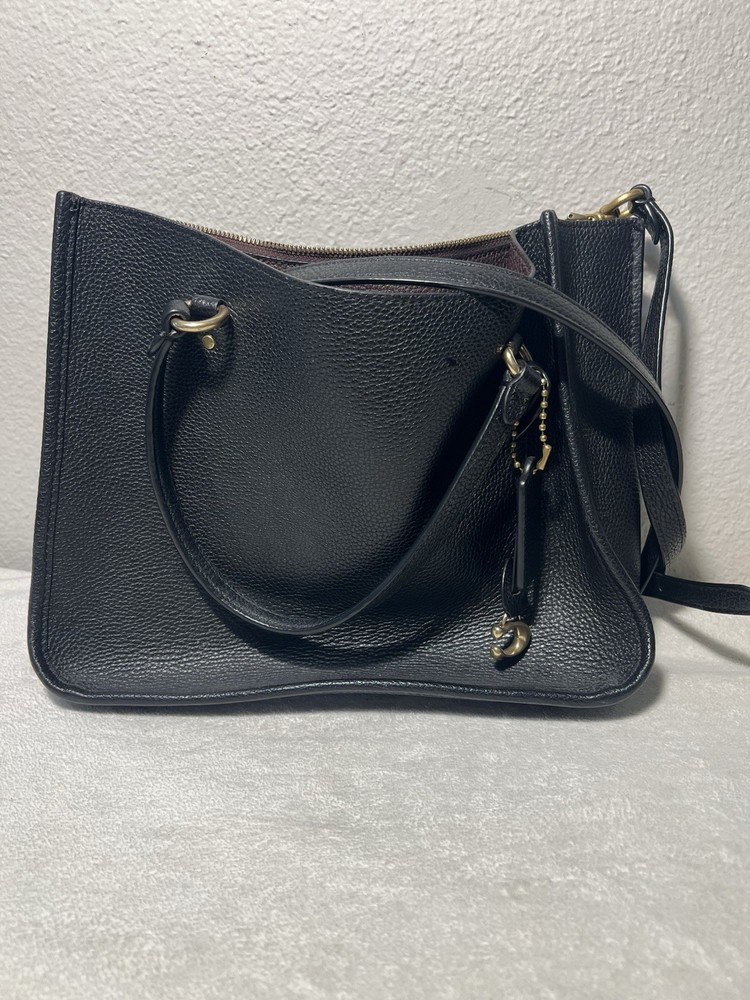 COACH Handbag Leather C2239-C3460 Authentic Women Shoulder Bag Black