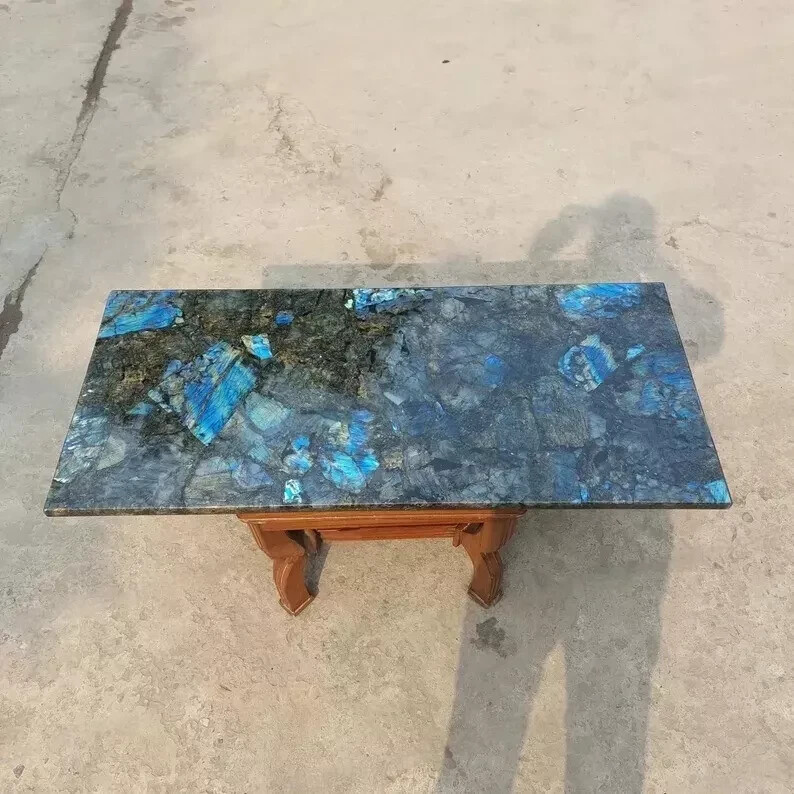 Labradorite Granite Console Table with Stone Countertop Slab