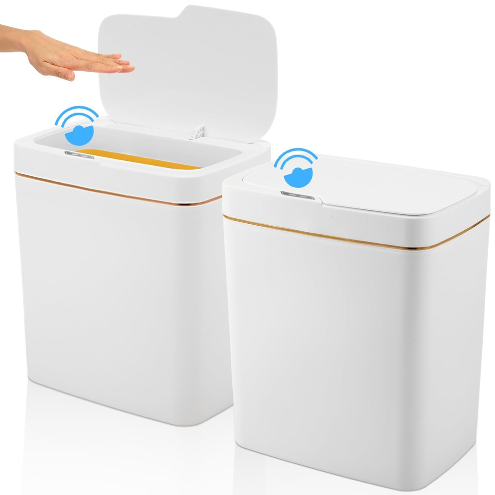 2 Pcs Bathroom Trash Cans with Lids 4 Gallon Automatic Trash Can Small Touchless