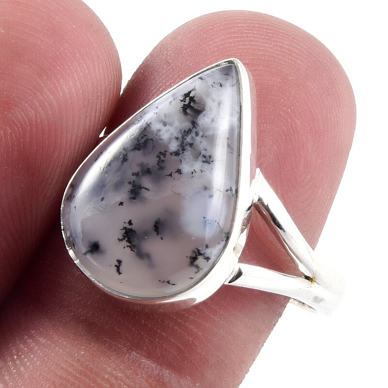 Natural Dendrite Opal Gemstone Handmade 925 Sterling Silver Gift Ring S.9