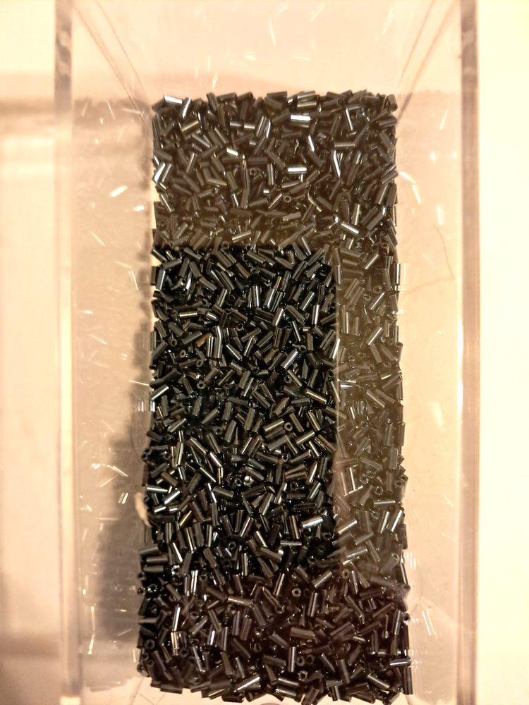 CZECH BLACK HEMATITE BUGLE BEADS WITH DRILLED HOLE (400 PCS)