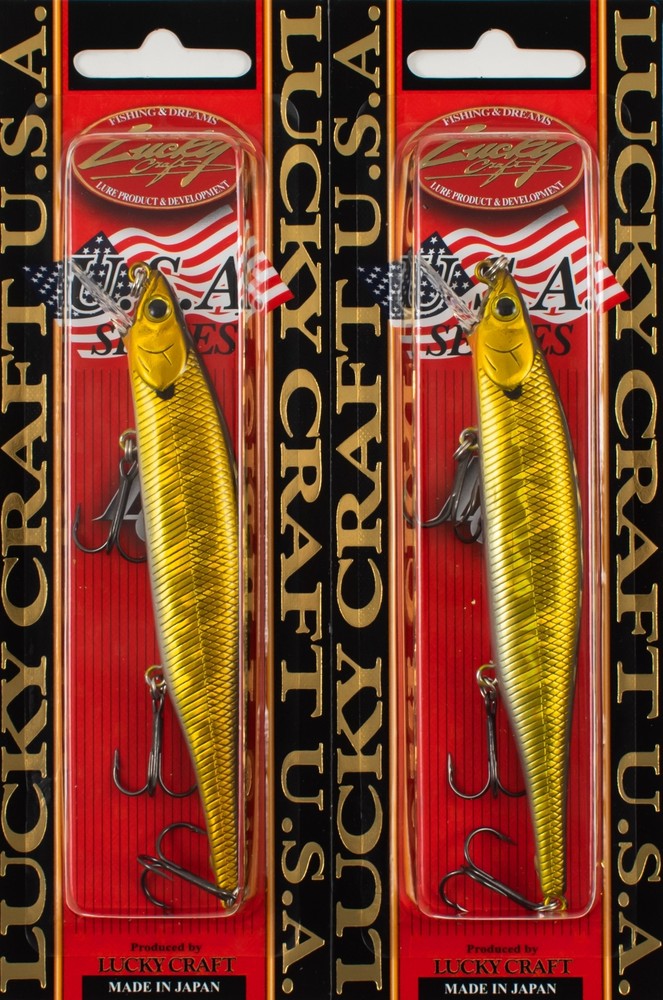 (LOT OF 2) LUCKY CRAFT LIGHTNING POINTER 110SP 1/2OZ LPT110SP-256 AROA GLD A7342